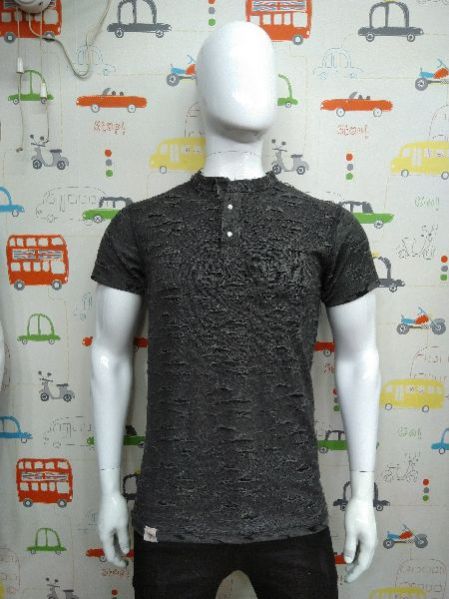 Mens Printed Henley Neck T-Shirts 04