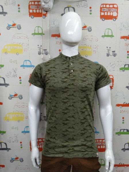 Mens Printed Henley Neck T-Shirts 05