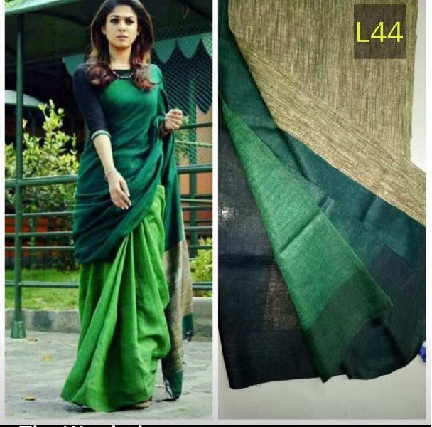 Linen Saree with Pallu Ghicha 03