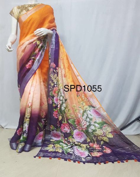 SPD1055 - Digital Printed Linen Saree