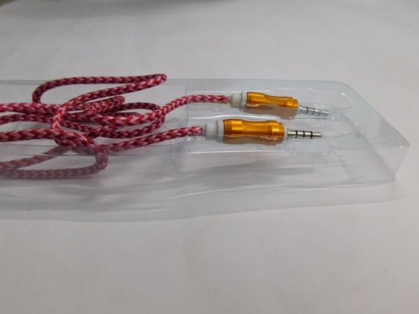 Imported High Quality Pink Cotton 3 Pin Aux Cable 02