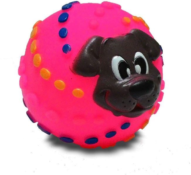 Dog Printed Squeeze Rubber Ball Toy