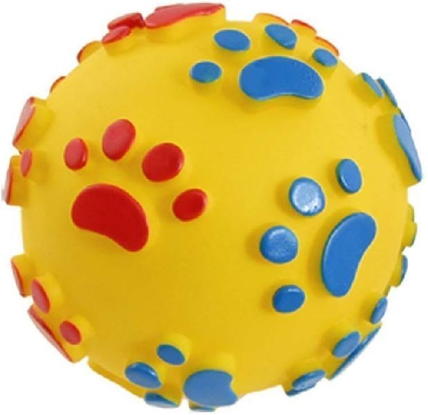 Yellow Dog Rubber Ball Toy