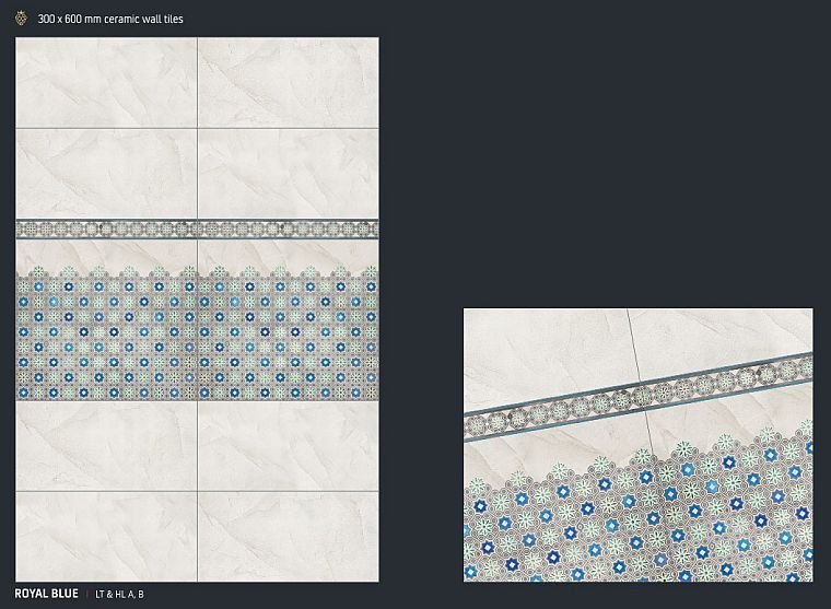Royal Blue 300x600 mm Royal Burry Tiles