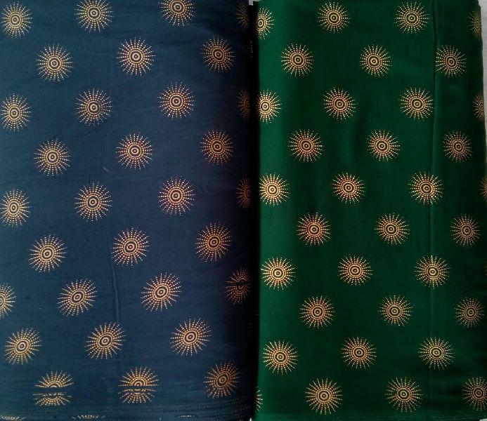 Gold Print Rayon Fabric 02