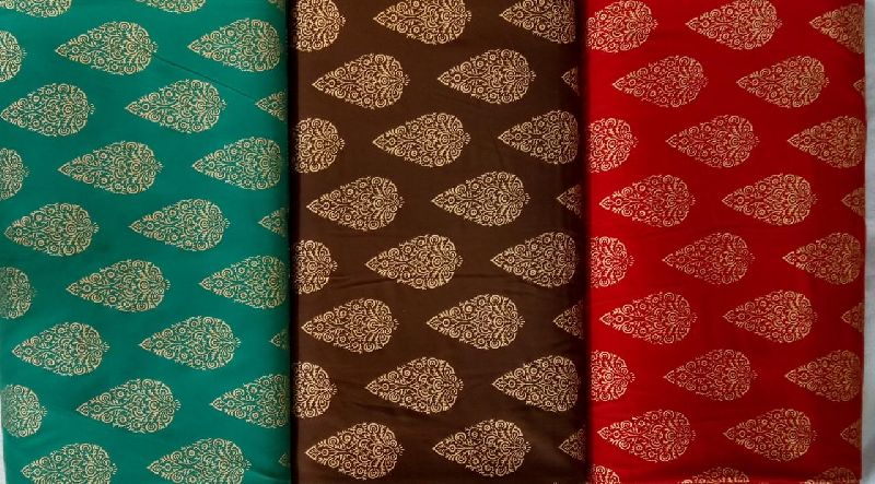 Gold Print Rayon Fabric 05