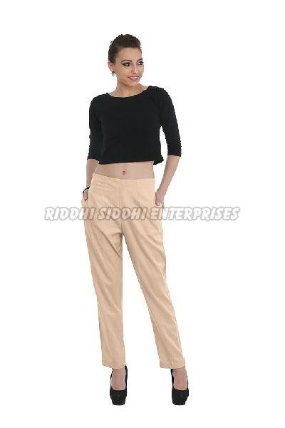 Beige Ladies Linen Pant