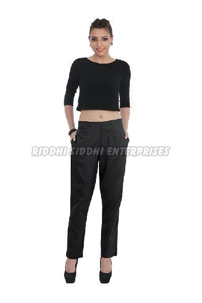 Black Ladies Linen Pant