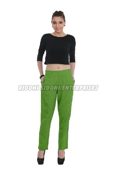 Green Ladies Linen Pant