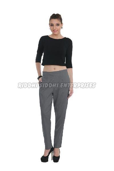 Grey Ladies Linen Pant