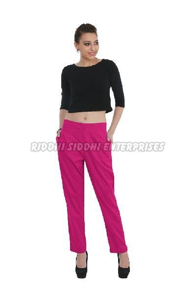 Magenta Ladies Linen Pant