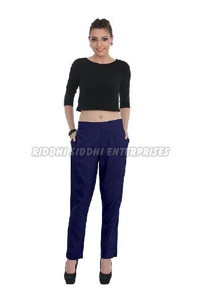 Navy Blue Ladies Linen Pant