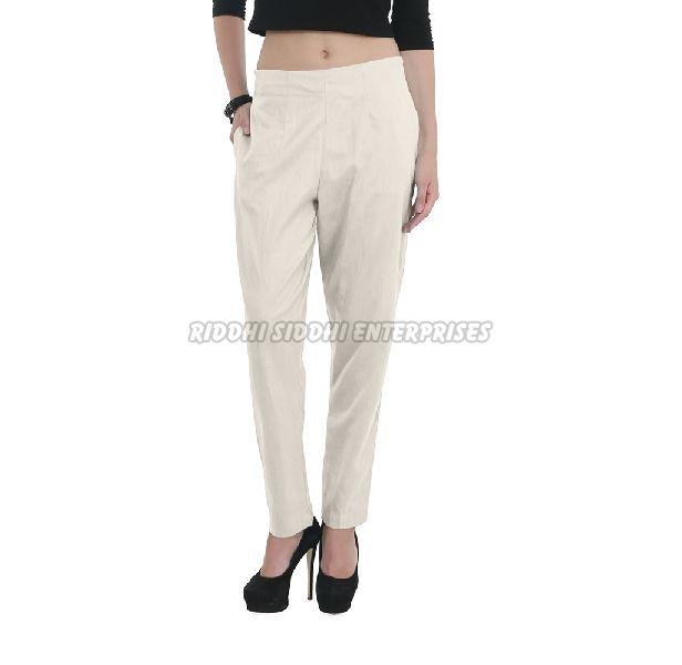 Off White Ladies Linen Pant