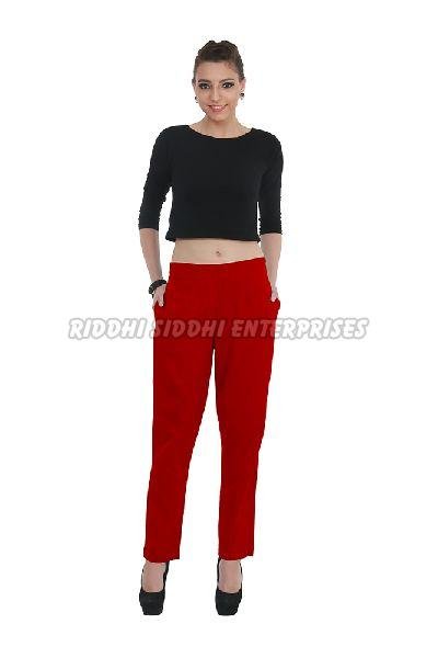 Red Ladies Linen Pant