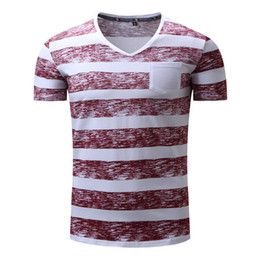 Mens V-Neck Striped T-Shirts 06
