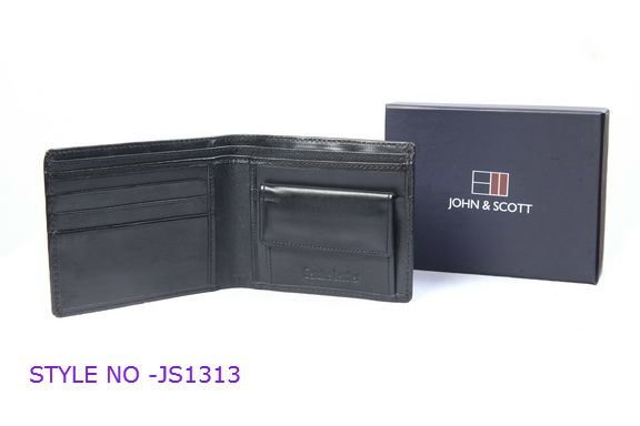 JS1313 Mens Black Leather Wallet