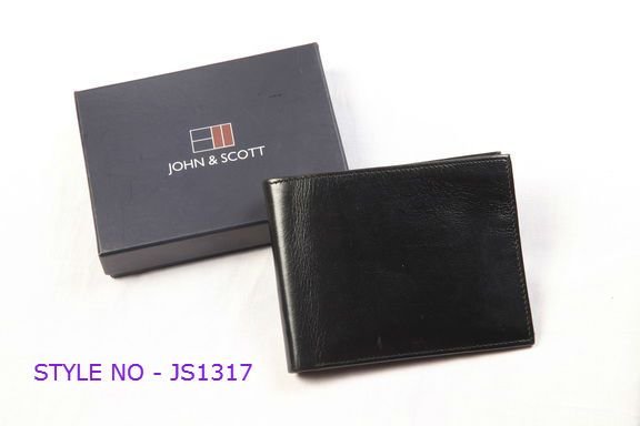 JS1317 Mens Black Leather Wallet