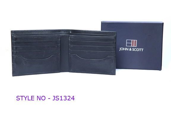 JS1324 Mens Black Leather Wallet