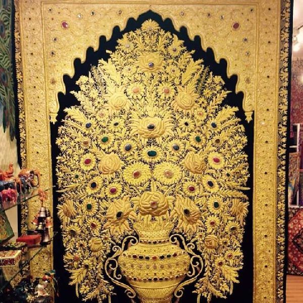 Velvet Zari Wall Panel With Real Stone 01