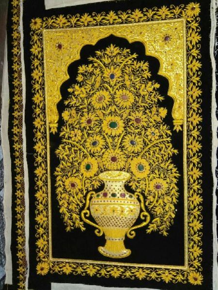 Velvet Zari Wall Panel With Real Stone 08