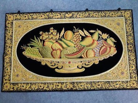 Velvet Zari Wall Panel With Real Stone 09