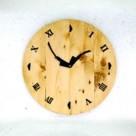 Natural Wood Roman Numbers Greek Hands Clock