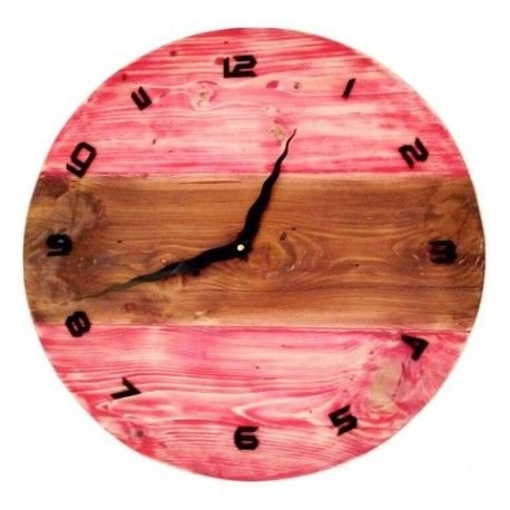 Red Artizay Distressed Wood Round Wall Clock