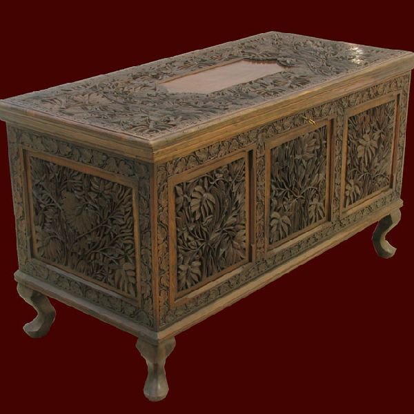 Blanket Box Full Carved Lotus Design