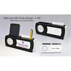 A108 Table Clock With Pad & Mobile & Pen Holder