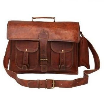 Vintage Brown Genuine Leather Mac Book Business Briefcase