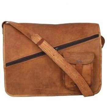 Vintage Brown Genuine Leather Tablet Messenger Bag