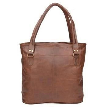 Vintage Brown Genuine Leather Tote Evening Bag
