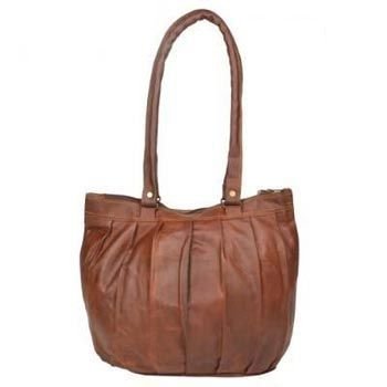 Vintage Brown Genuine Leather Tote Evening Bag
