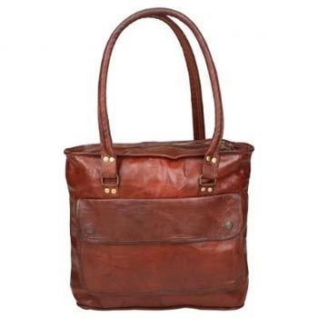Vintage Brown Genuine Leather Tote Evening Bag