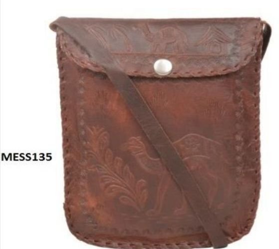 Vintage Brown Genuine Leather Passport Messenger Bag