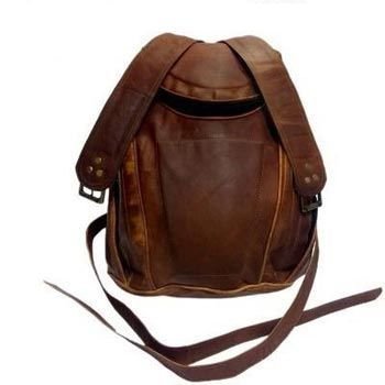 Vintage Brown Genuine Leather Traveling Backpack