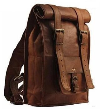 Vintage Brown Genuine Leather Traveling Backpack