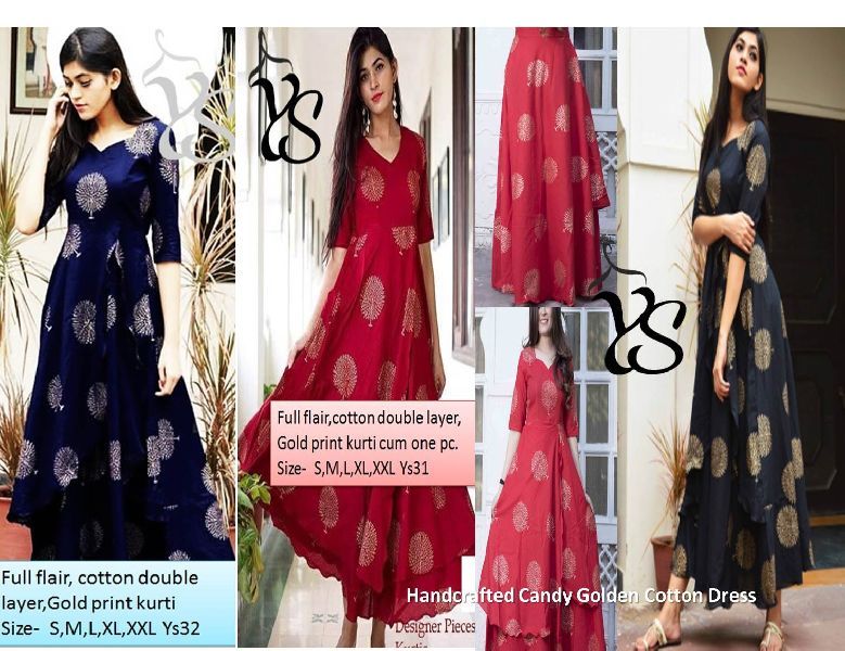 Rayon Gold Printed Designer Long Gown 06