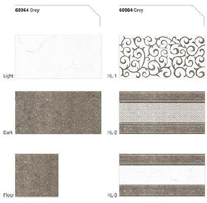 300x600mm Glossy Series Wall Tiles (68064 Grey)