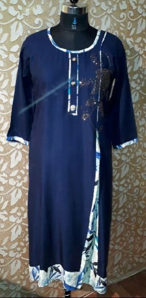 Rayon Print and Suroski Combo Kurti