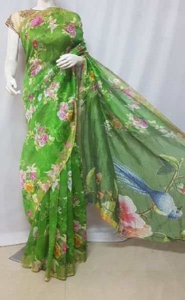 Digital Printed Linen Saree 04