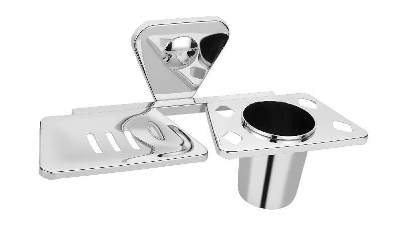 Stainless Steel Retro Soap Dish with Toothbrush Holder