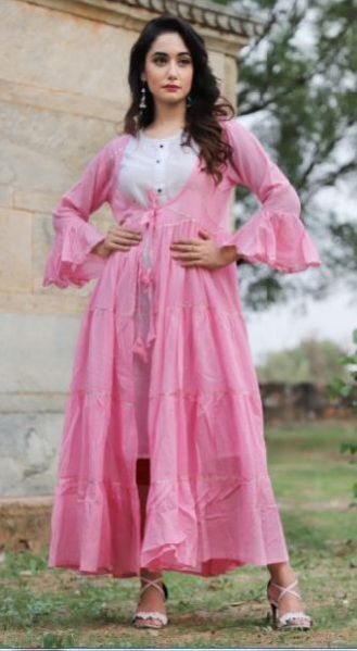 Rayon Gold Printed Designer Long Gown 03