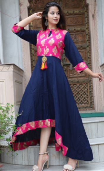 Rayon Gold Printed Designer Long Gown 04