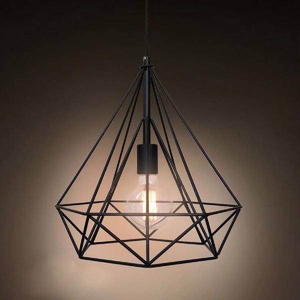 Iron Wire Vintage Diamond Pendant Hanging Light 01