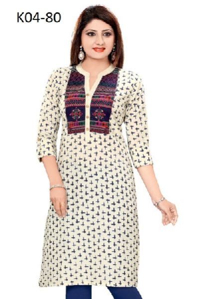 Ladies Chikan Cotton Kurti 07