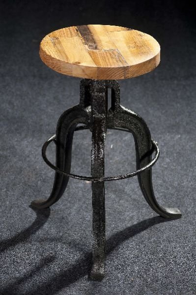 Wooden and Metal Stool 01