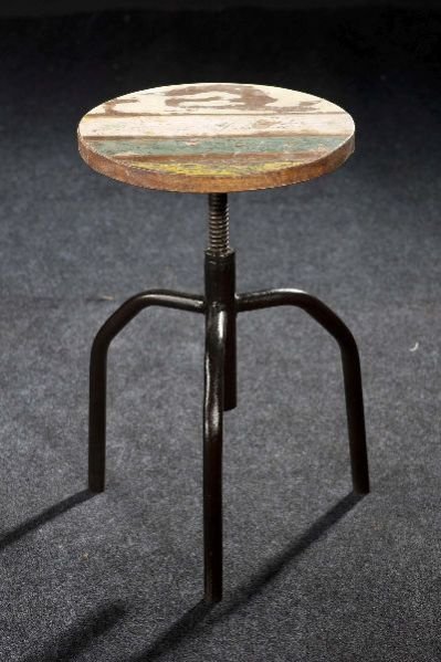 Wooden and Metal Stool 03