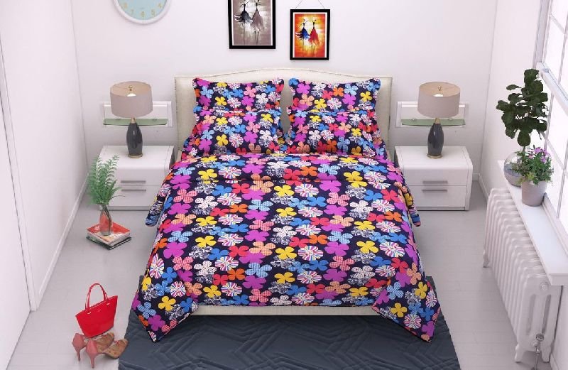 Butterfly Printed Poly Cotton Bed Sheets