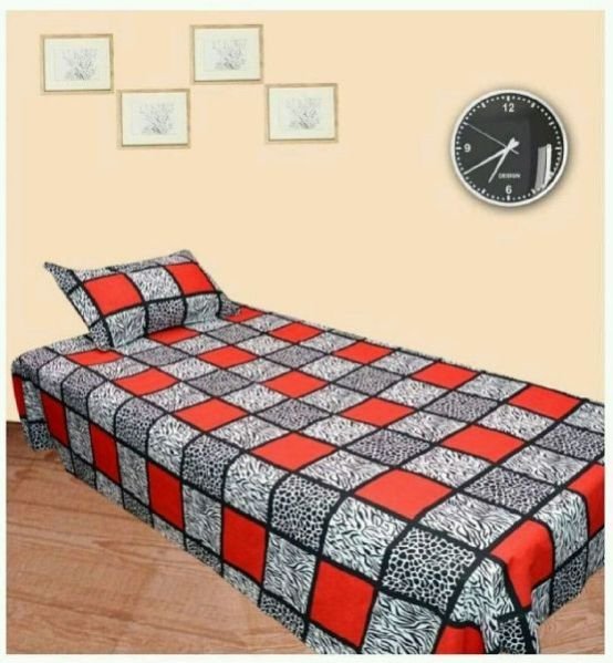 Cotton Check Printed Single Bed Sheet